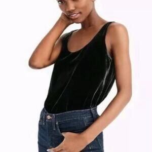 J. Crew Black Velvet Tank Top Fully Lined Shirt Sz 00 / XXS Holiday Christmas